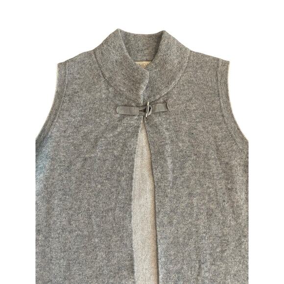 A.Ida Grey Wool Blend Made In Italy Sleeveless Cardigan Toggle Closure Medium - Picture 3 of 10